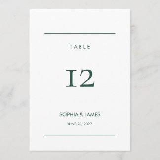 Juniper Index Editable Wedding Table Number Card