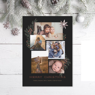 Juniper Photo Collage Black Holiday Card