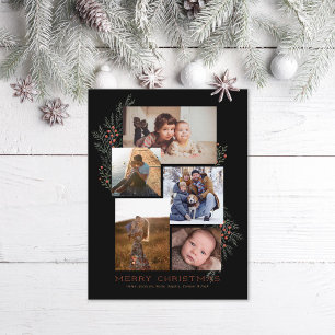 Juniper Photo Collage Black Holiday Postcard