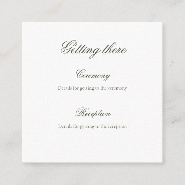 Juniper Rococo "Getting There" Wedding Details Enclosure Card (Front)