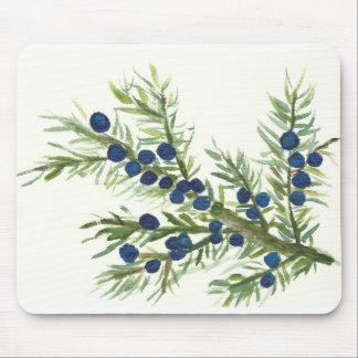 Juniper twig with blue berries mouse mat