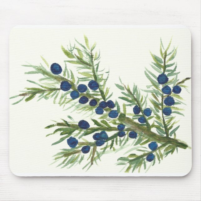 Juniper twig with blue berries mouse mat (Front)