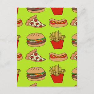 Junk food design postcard