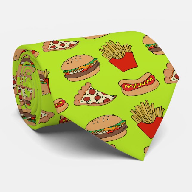 Junk food design tie (Rolled)