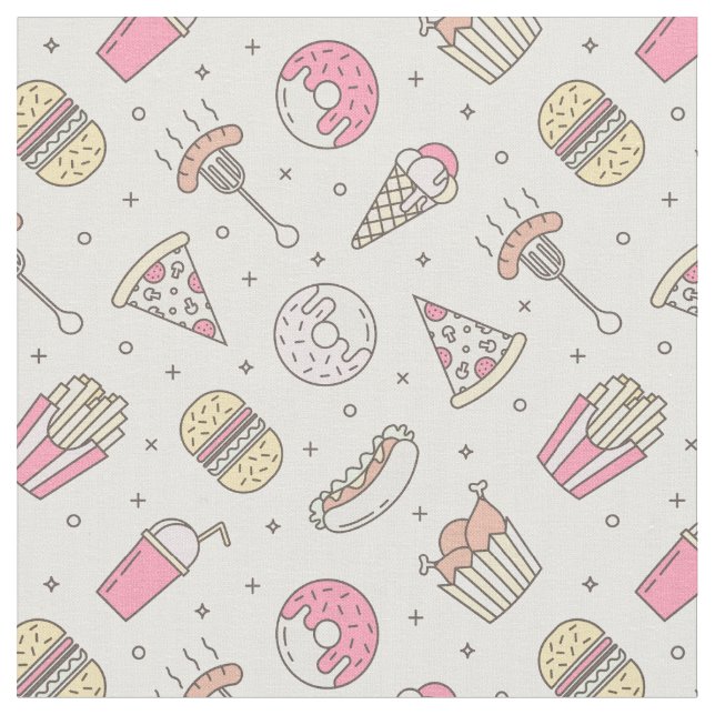 Junk Food Pattern Fabric (Close Up)