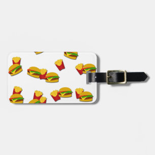 Junk food pattern luggage tag