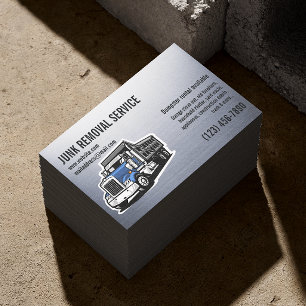 JUNK GARBAGE REMOVAL SERVICES HAULING SILVER BUSINESS CARD