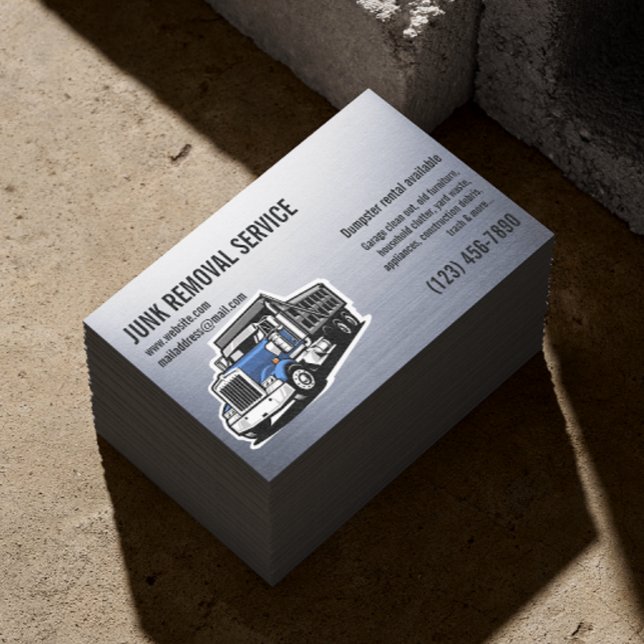 JUNK GARBAGE REMOVAL SERVICES HAULING SILVER BUSINESS CARD (Creator Uploaded)