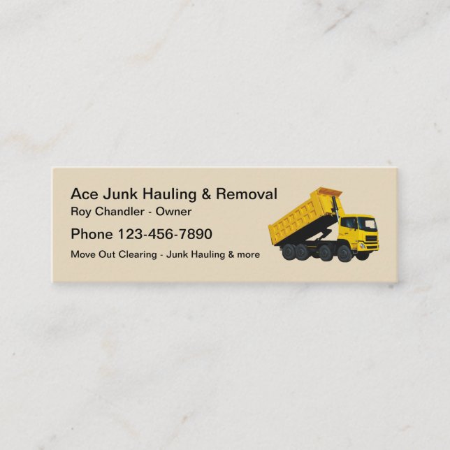 Junk Hauling And Removal Simple Design Mini Business Card (Front)