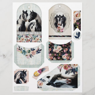 Junk Journal Ephemera with Pretty Pinto Horses