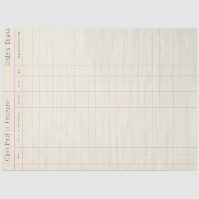 Junk Journal Ledger Background Decoupage Paper (Front)