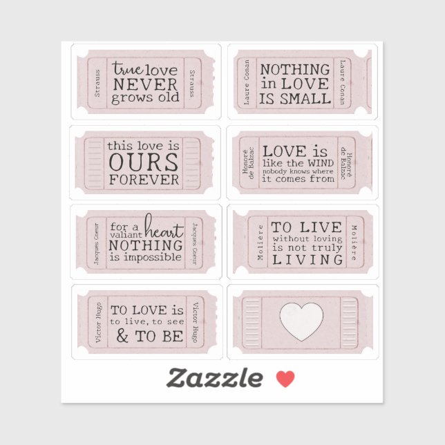Junk Journal Valentine Love Quote Craft Labels (Sheet)