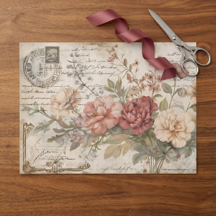 Junk Journal Vintage Roses Tissue Paper
