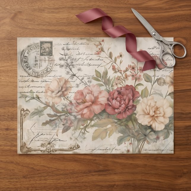 Junk Journal Vintage Roses Tissue Paper (Creator Uploaded)