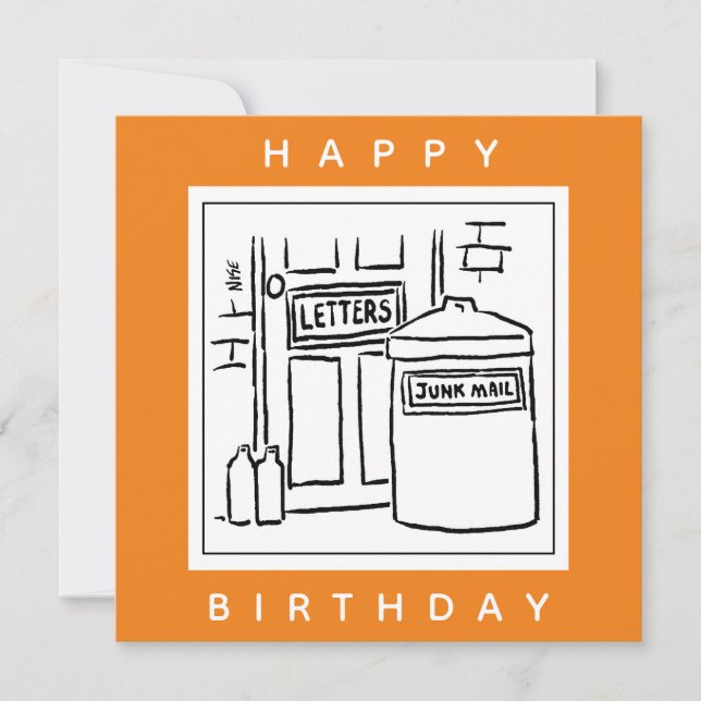 Junk Mail and Dustbin Cartoon Card (Front)