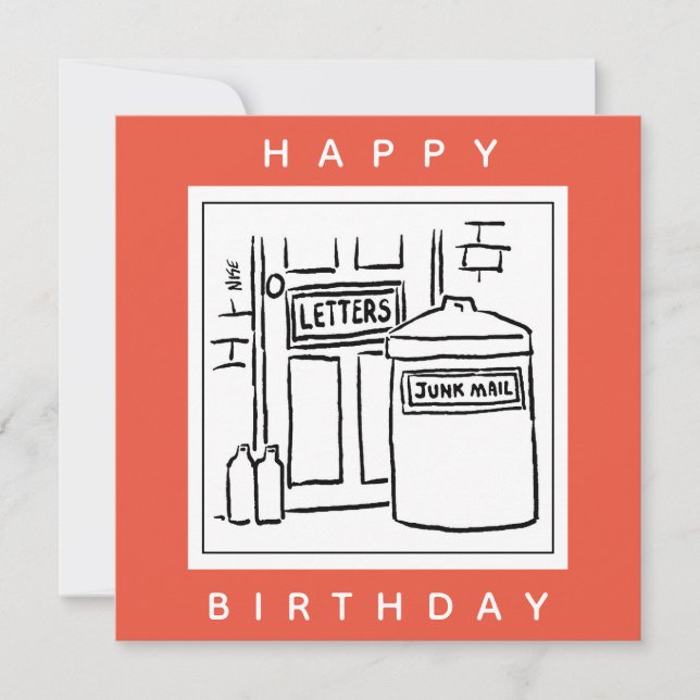 Junk Mail and Dustbin Cartoon Card (Front)