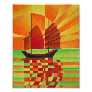 Junk on Sea of Green Cubist Abstract Photo Print