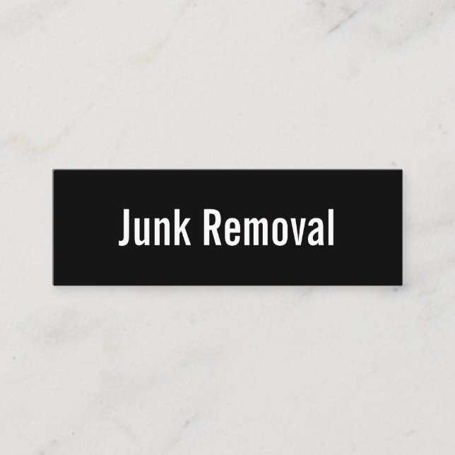 Junk Removal Black and White 2 Sided Promotional  Mini Business Card (Front)