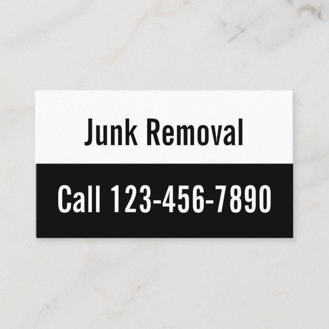 Junk Removal Black and White Promotional Business Card (Front)