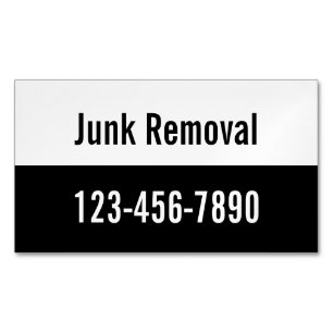 Junk Removal Black and White Promotional Template Magnetic Business Card