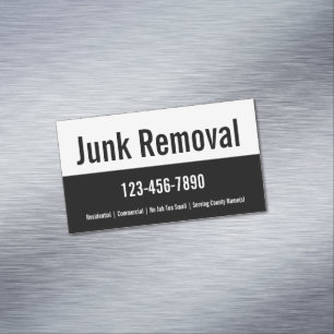 Junk Removal Black and White Promotional Template Magnetic Business Card