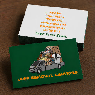Junk Removal Garbage Hauling Truck Service Business Card