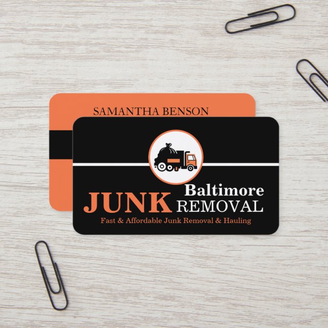 Junk Removal & Hauling Business Card (Front/Back In Situ)