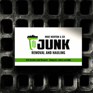 Junk Removal & Hauling Business TRASH BIN GREEN Card