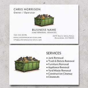 Junk Removal Services Professional Business Card