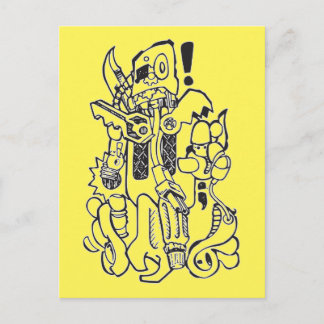 Junk / Spare-parts Clunky Robot Character Postcard