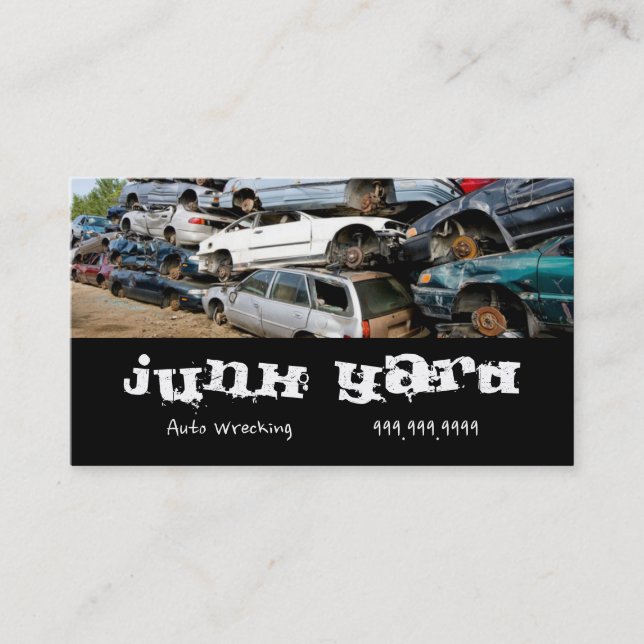 Junk Yard Auto Wrecking Removal Recycling Metal Business Card (Front)