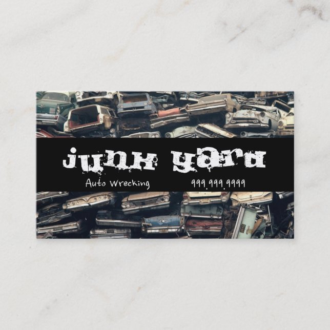 Junk Yard Auto Wrecking Removal Recycling Metal Business Card (Front)