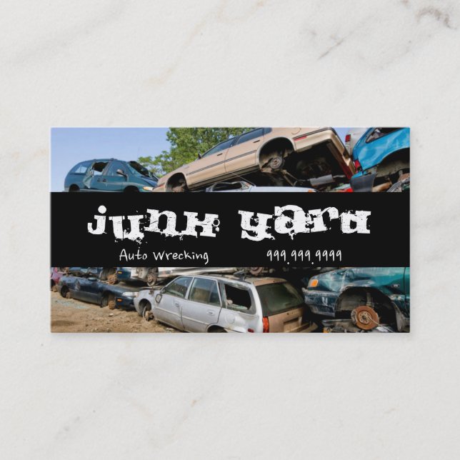 Junk Yard Auto Wrecking Removal Recycling Metal Business Card (Front)