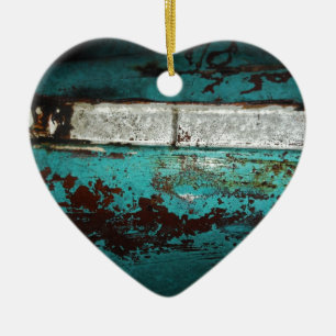 Junk Yard vintage car 50's teal aqua Ceramic Tree Decoration