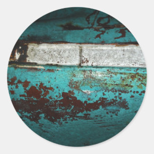 Junk Yard vintage car 50's teal aqua Classic Round Sticker