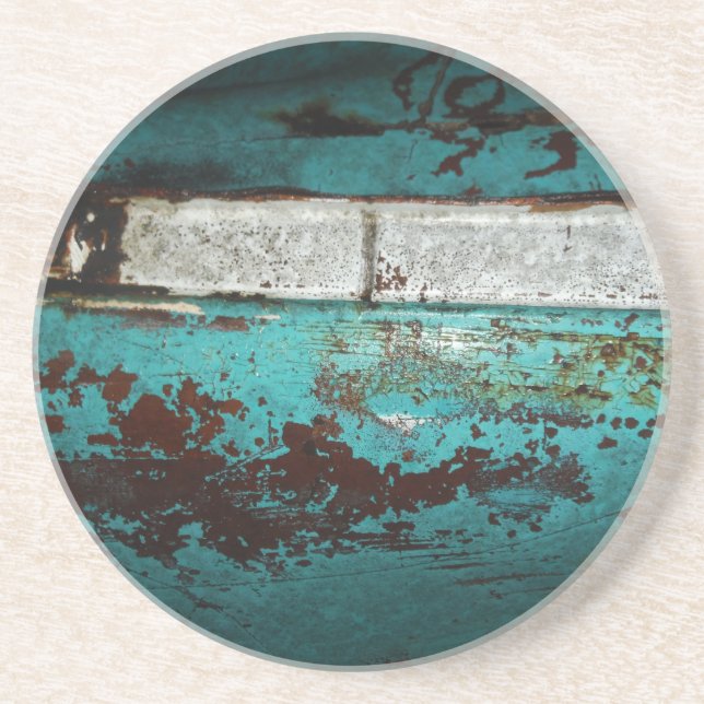 Junk Yard vintage car 50's teal aqua Coaster (Front)