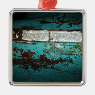 Junk Yard vintage car 50's teal aqua Metal Tree Decoration