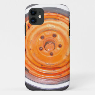 Junk Yard vintage Wheel, orange black and white iPhone 11 Case