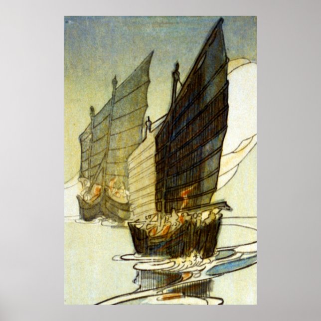 Junks, Wei-hai-wei, China - Bertha Lum - 1922 Poster (Front)