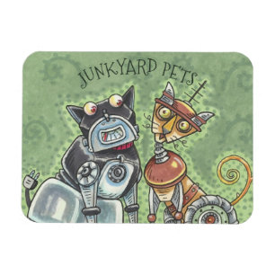 Junkyard Cat And Dog Robots MAGNET *Customise