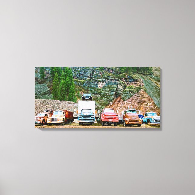 Junkyard Trucks Stretched Canvas Print (Front)