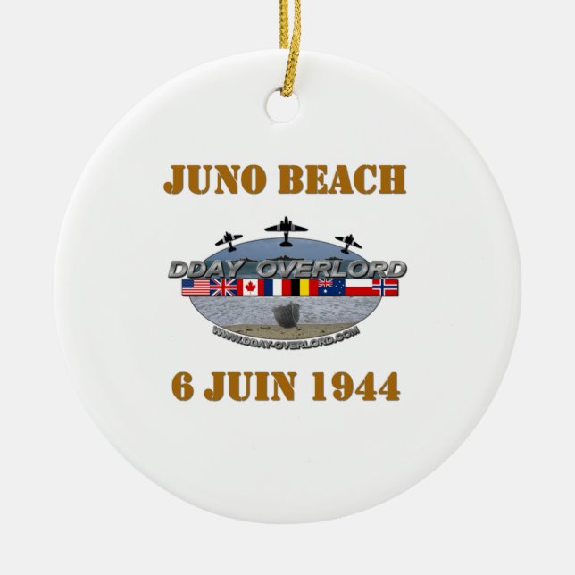 Juno Beach 1944 Normandie Ceramic Tree Decoration (Front)