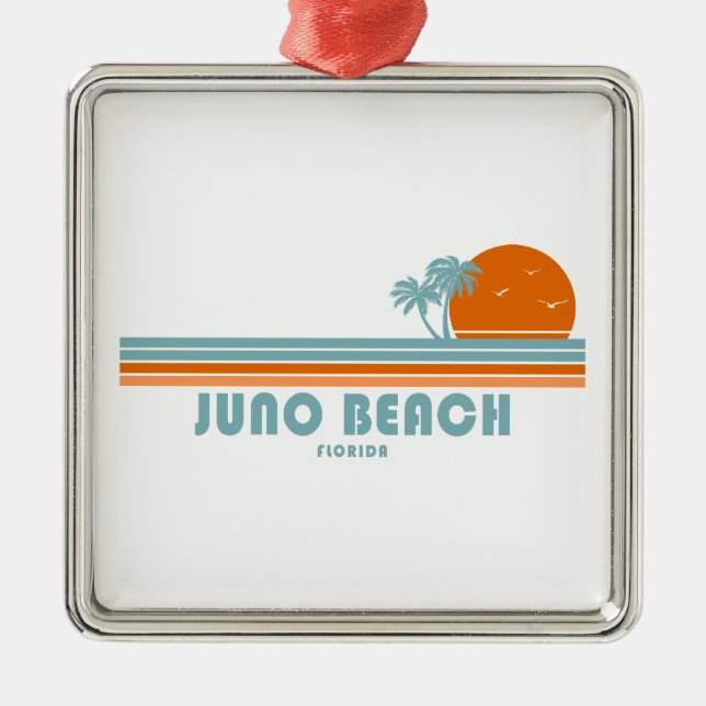 Juno Beach Florida Sun Palm Trees Metal Tree Decoration (Front)