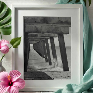 Juno Beach Pier Black and White Photography Photo Print