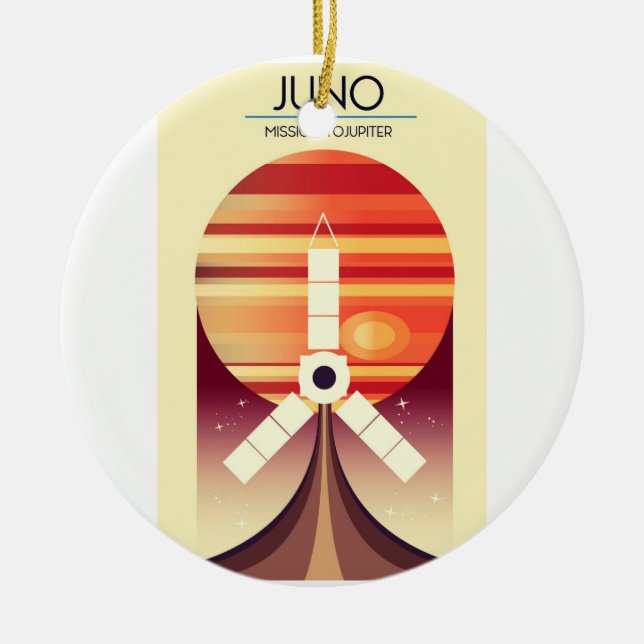 Juno - Mission to Jupiter Space art Ceramic Tree Decoration (Front)