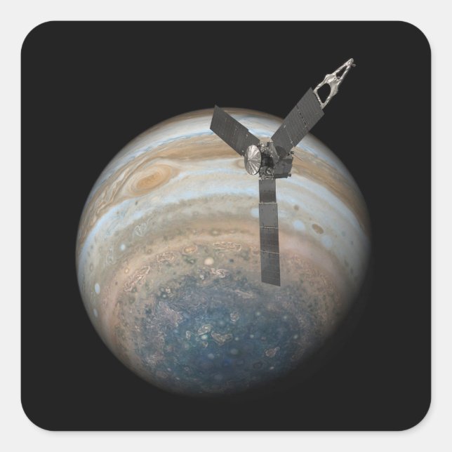 Juno Spacecraft at Planet Jupiter Square Sticker (Front)