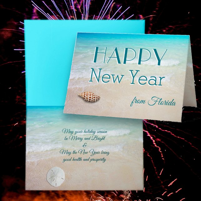 Junonia Beach Happy New Year Holiday Card (Creator Uploaded)