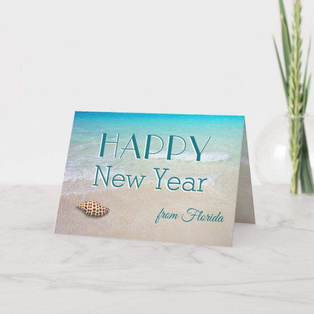 Junonia Beach Happy New Year Holiday Card (Front)