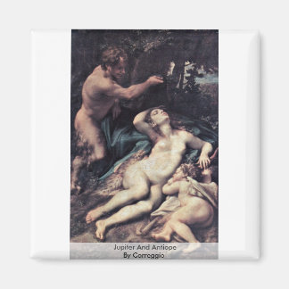 Jupiter And Antiope By Correggio Magnet