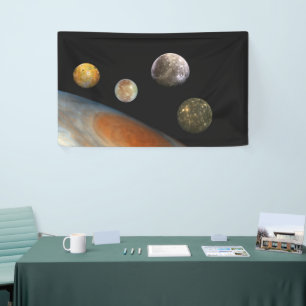 Jupiter and Four Moons Galilean Satellites Banner